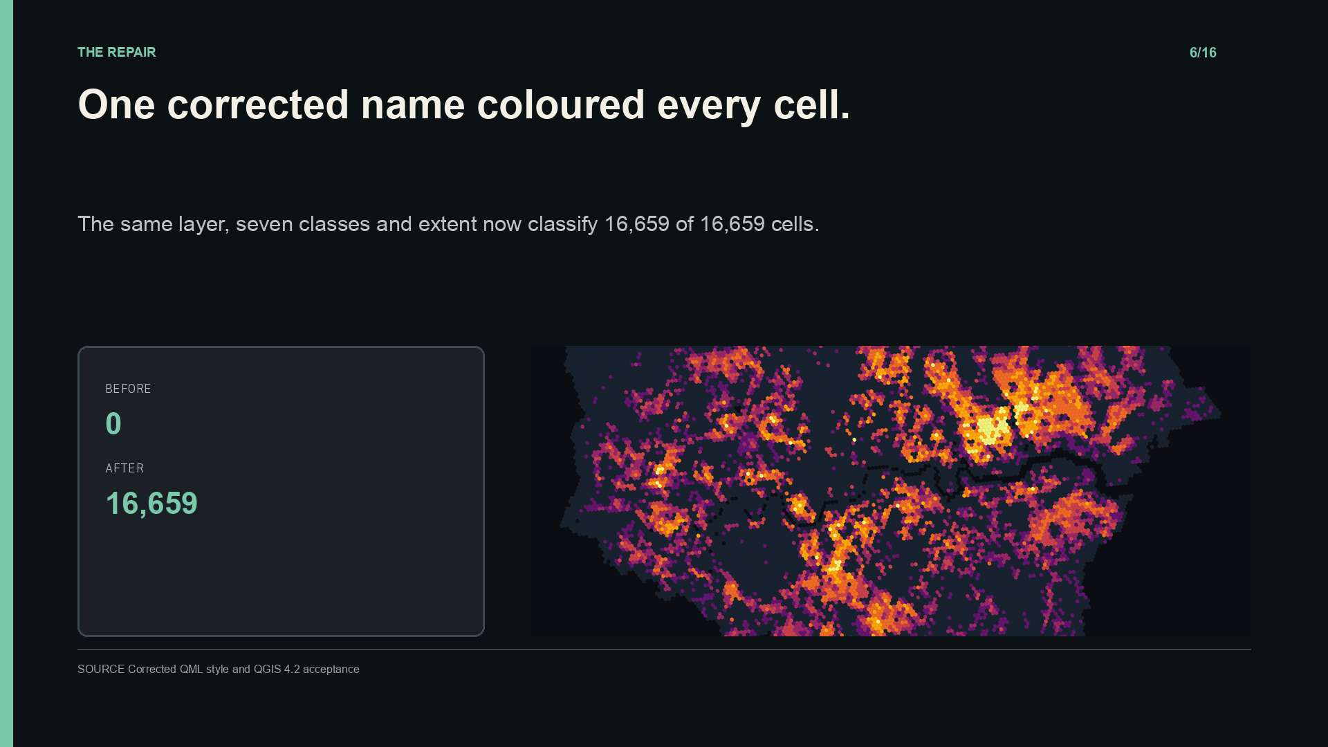 Corrected London heat map with all 16,659 cells classified