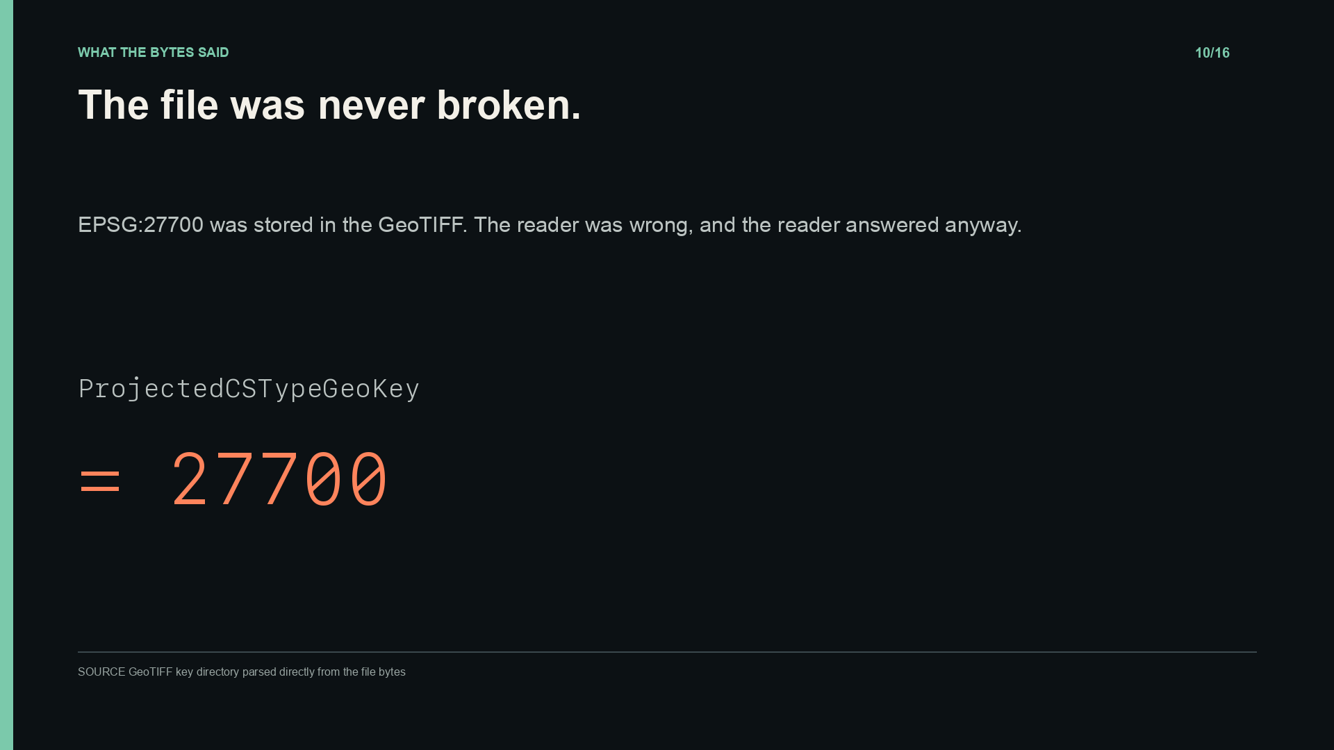 The GeoTIFF stores ProjectedCSTypeGeoKey 27700
