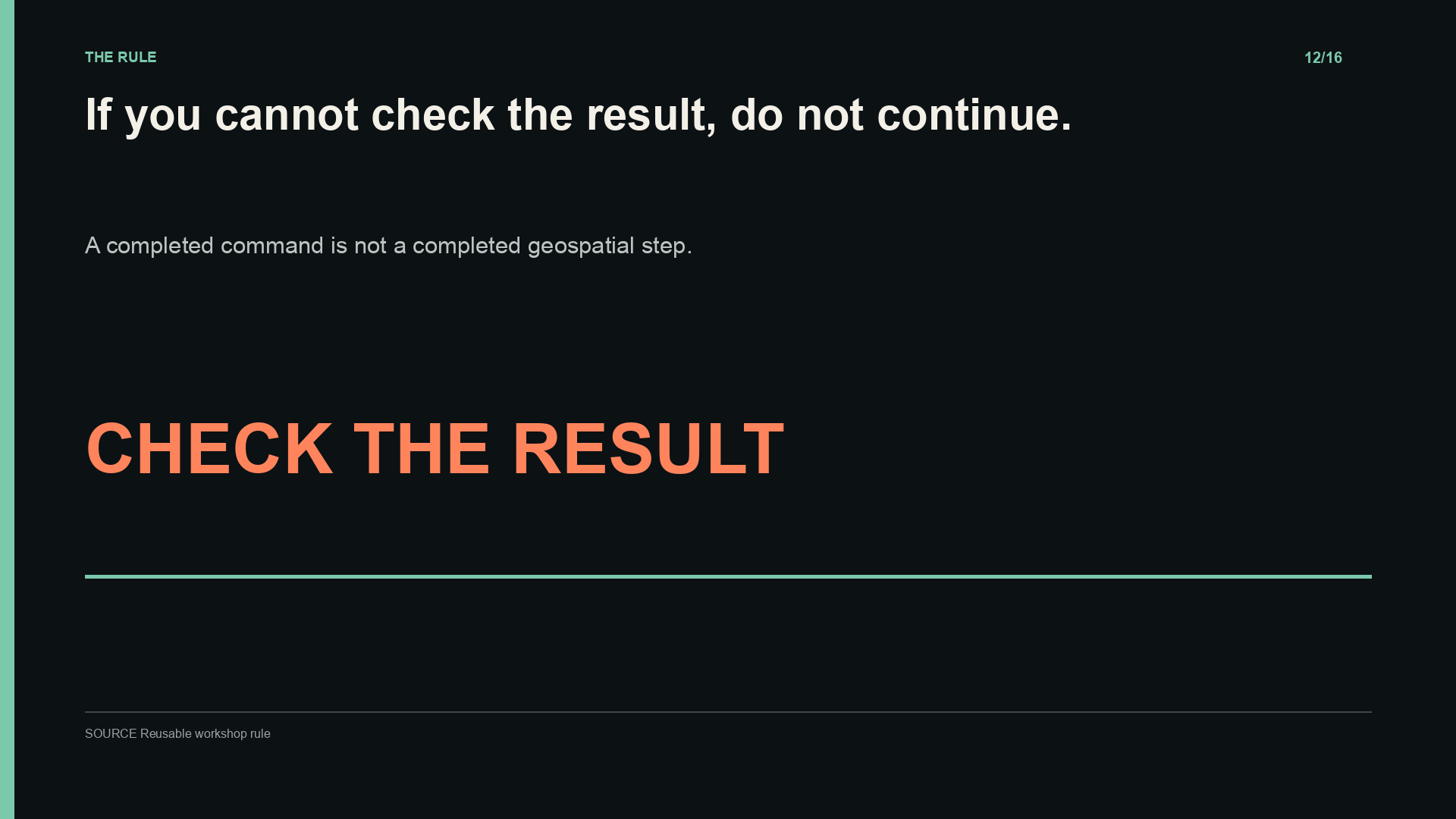 If you cannot check the result, do not continue