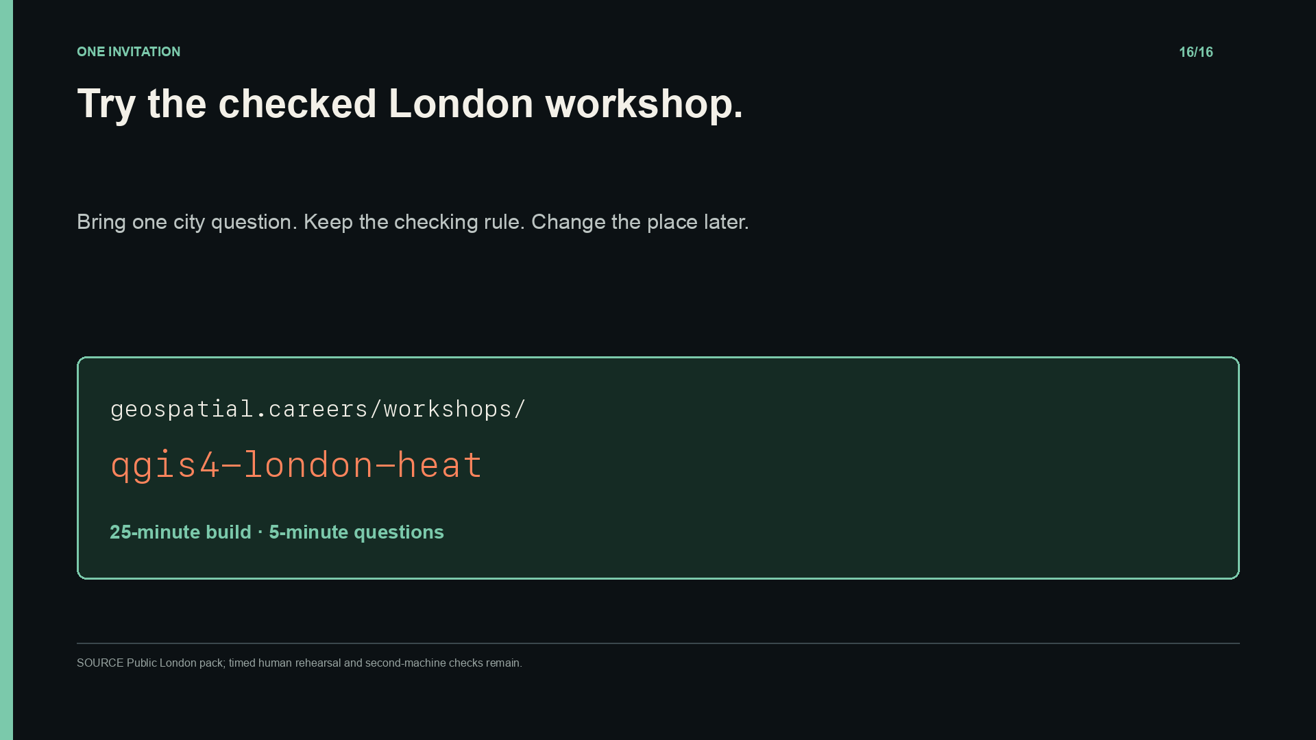Try the checked London workshop and bring one city question